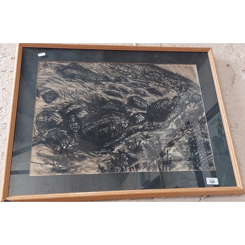 124 - Framed Contemporary Charcoal Sketch