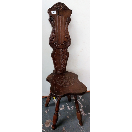 13 - Carved Oak Spinning Chair