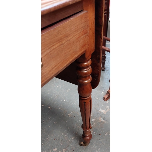 34 - Mahogany Drop Leaf Pembroke Table with Drawers to Each End - C. 98cm W x 62cm D x 76cm H