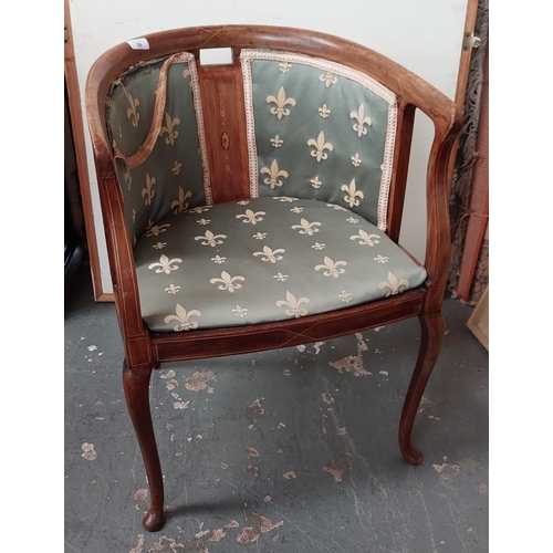 36 - Inlaid Mahogany Curved Back Corner Armchair