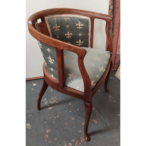 36 - Inlaid Mahogany Curved Back Corner Armchair