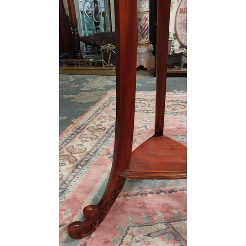 38 - Tall Mahogany Swan Neck Plant Stand - C.130cm H