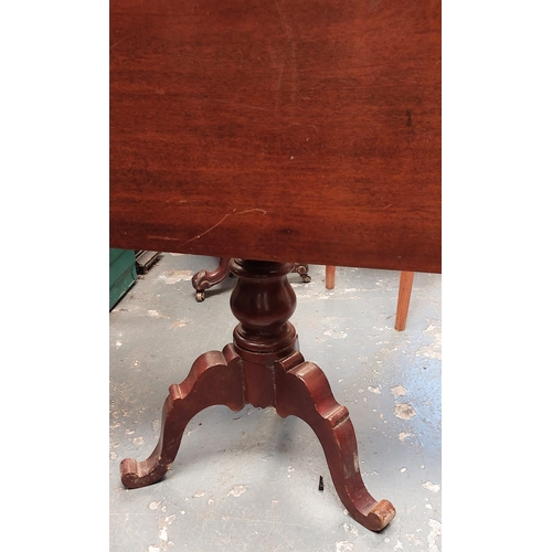 62 - Mahogany Tip Up Occasional Table on Pod Base - C. 80cm W x 66cm D x 71cm H