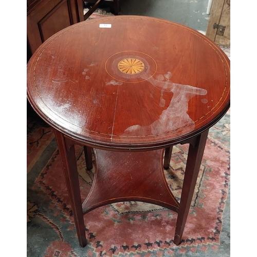 72 - Edwardian Mahogany Inlaid Circular Occasional Table - C. 60cm W x 74cm H