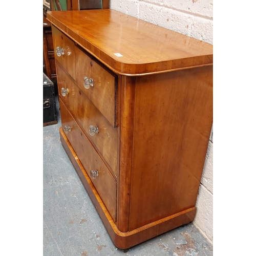 80 - Mahogany Chest of Drawers with 2 Over 2 Drawers  - C. 112cm W x 45cm D x 96cm H