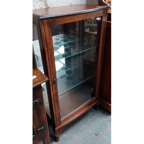 84 - Neat Mahogany Glass Display Cabinet - C. 55cm W x 30cm D x 108cm H