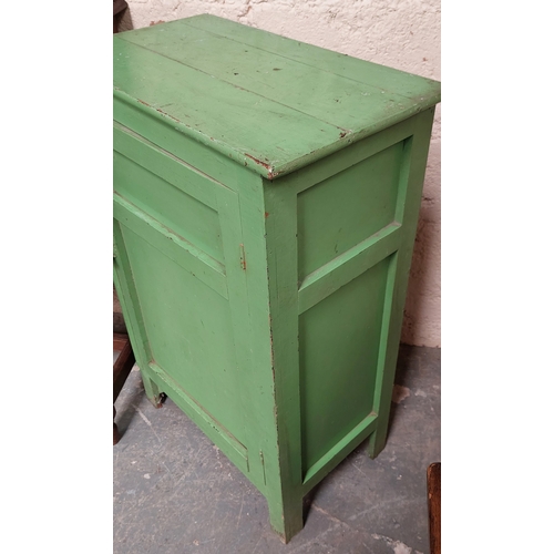 95 - Victorian Painted Pine Food Hutch / Pot Cupboard - C. 61cm W x 36cm D x 93cm H