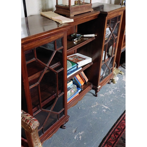 278 - Mahogany Floor Standing Breakfront Bookcase with Astral Glazed Doors - C. 137cm W x 36cm D x 97cm H