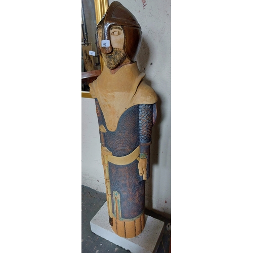 302 - Glazed & Painted Ceramic Norman Soldier Statue - C. 130cm H