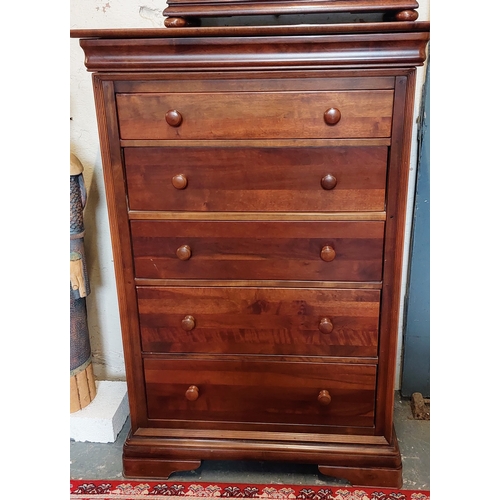 309 - Mahogany 6 Drawer Tall Boy Chest of Drawers - C. 90cm W x 52cm D x 134cm H