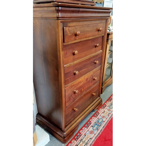 309 - Mahogany 6 Drawer Tall Boy Chest of Drawers - C. 90cm W x 52cm D x 134cm H