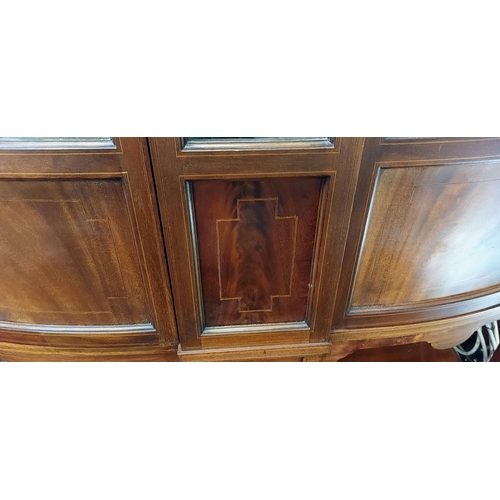 8 - Bow Front Mahogany Inlaid Display Cabinet - C.125cm W x 44cm D x 180cm H