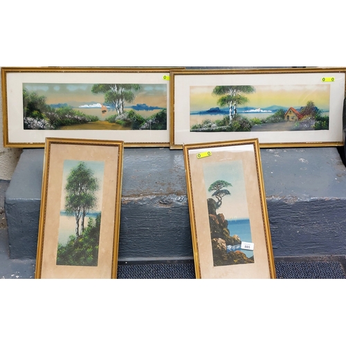 885 - 4 Gilt Framed Coastal Scene Paintings - Signed 