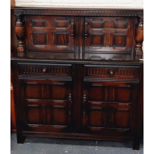 10 - Vintage Court Cupboard - C.120cm W x 45cm D x 126cm H