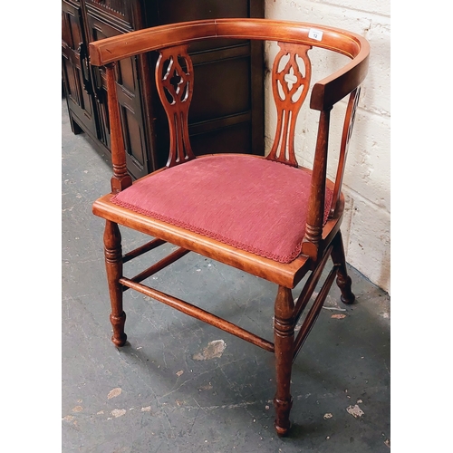 12 - Curved Back Inlaid Mahogany Tub Armchair with Padded Seat