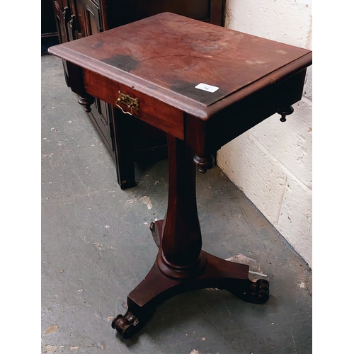 16 - Victorian Mahogany Occasional Side Table with Drawer to Front on Platform Base - C. 47cm W x 35cm D ... 