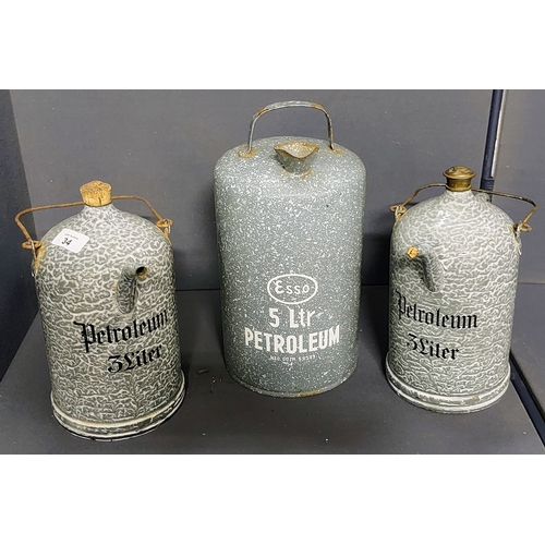 34 - 3 Tin Petrol Canisters