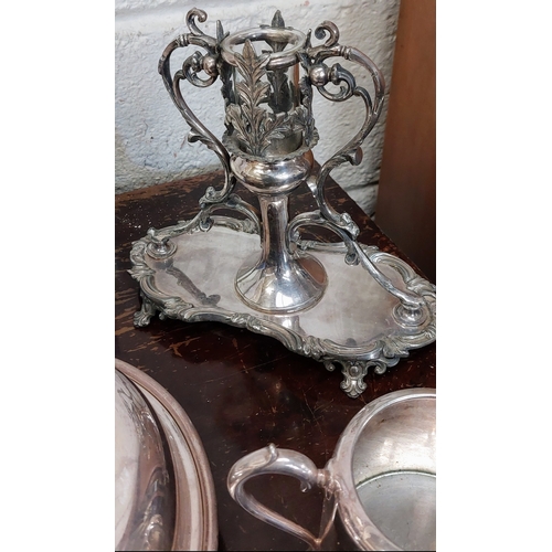 38 - Collection of Silver Plate inc Kettle & Entree Dishes