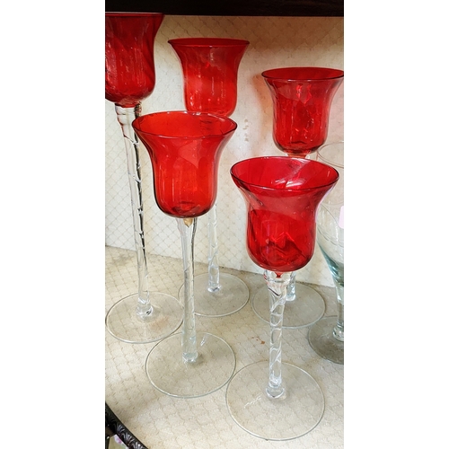 42 - Shelf Lot of Glassware inc Cranberry Glass