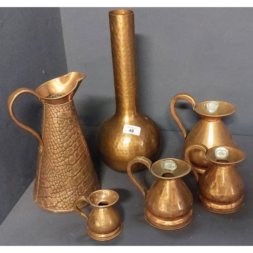 48 - Collection of Copper Jugs and Vases