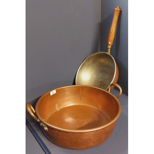 54 - Large Copper Jam Pot & Handled Pan