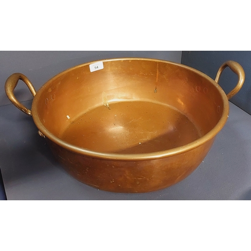 54 - Large Copper Jam Pot & Handled Pan