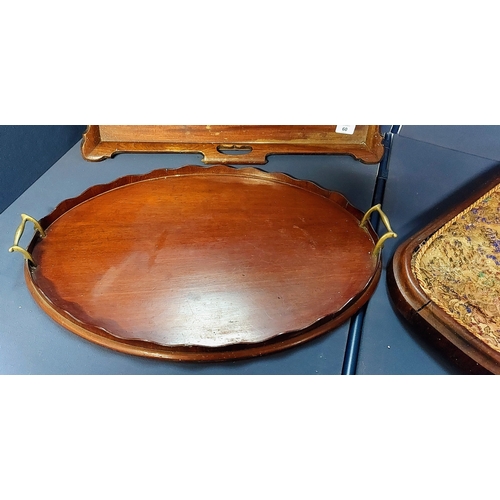 60 - 2 Wooden Trays and a Dome Base with Needlework Top