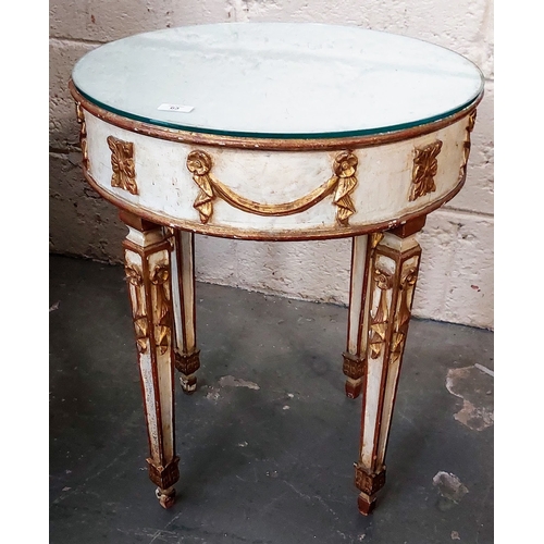 63 - French Style Drum Table - C. 54cm W x 65cm H