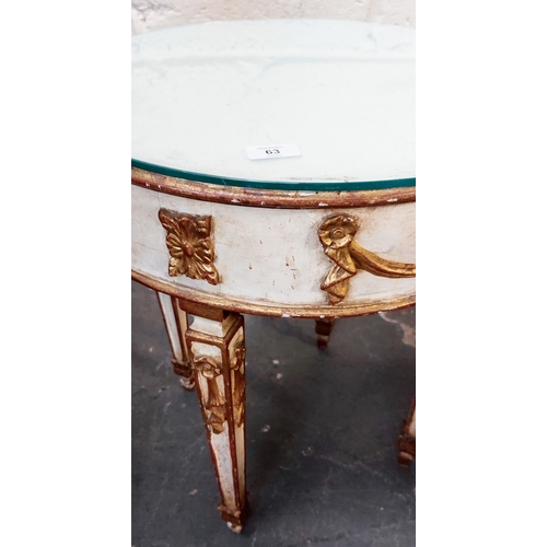 63 - French Style Drum Table - C. 54cm W x 65cm H