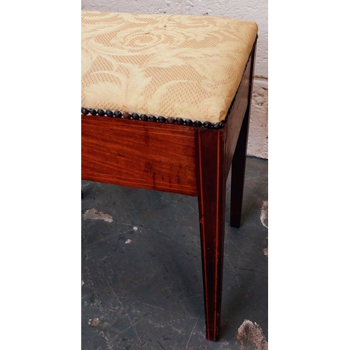 76 - Inlaid Mahogany Stool with Padded Lift Top