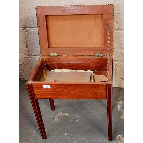 76 - Inlaid Mahogany Stool with Padded Lift Top