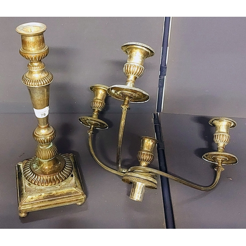 78 - Silver Plate 3 Branch Candelabra