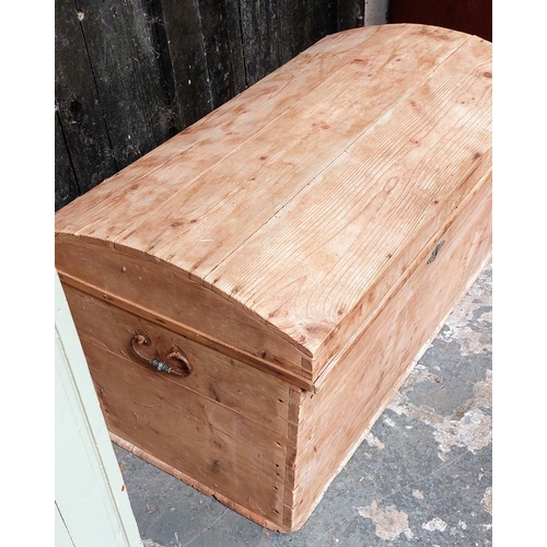 94 - Dome Top Pine Trunk - C. 95cm W x 55cm D x 54cm H