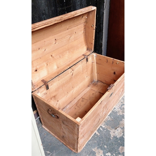 94 - Dome Top Pine Trunk - C. 95cm W x 55cm D x 54cm H