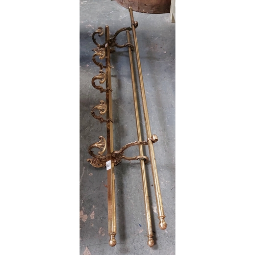 102 - Brass Coat Stand with Hat Rack - Wall Mount - C. 130cm