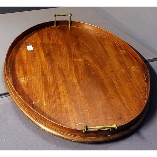 111 - Large Mahogany Tray with Brass Handles - C. 74cm x 52cm