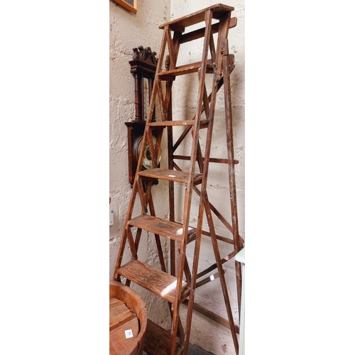 112 - Vintage Wooden 7-Step Ladder - C. 210cm H