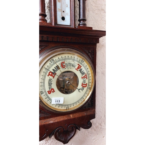 113 - Carved Oak Barometer