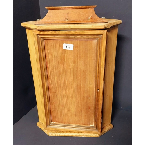 119 - Neat pine Corner Cabinet - C. 56cm H x 32cm D x 38cn W