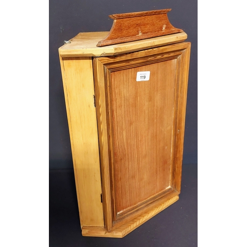 119 - Neat pine Corner Cabinet - C. 56cm H x 32cm D x 38cn W