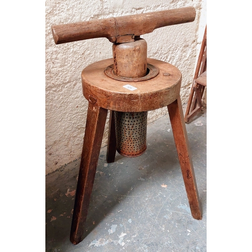 121 - Unusual 19th Century Apple Press / Fruit Pulper - C. 74cm H x 42cm W