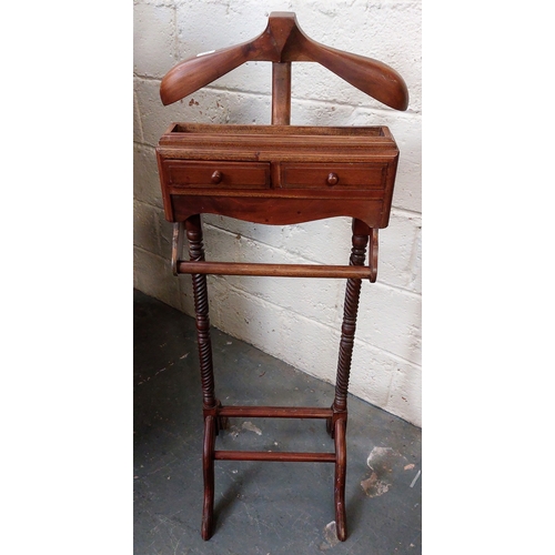 139 - Mahogany Valet Stand with Drawers and Barley Twist Supports