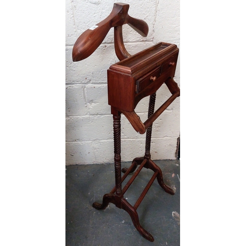 139 - Mahogany Valet Stand with Drawers and Barley Twist Supports