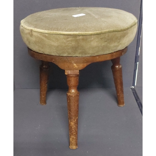 143 - 3 Leg Mahogany Stool with Padded Seat