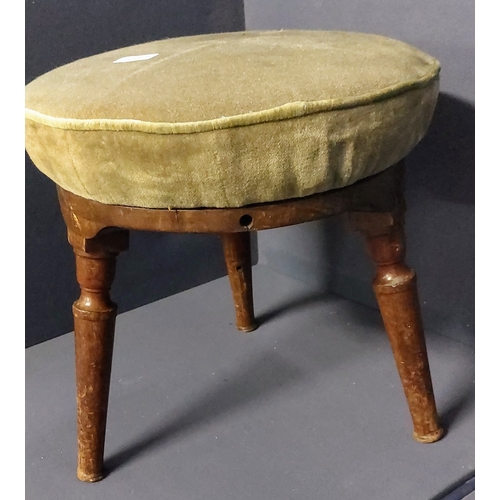 143 - 3 Leg Mahogany Stool with Padded Seat