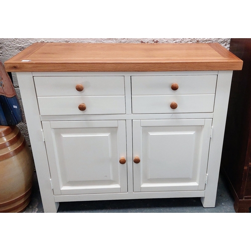 155 - Modern Painted Cabinet - 2 Drawer over 2 Doors - C. 107cm W x 45cm D x 91cm H