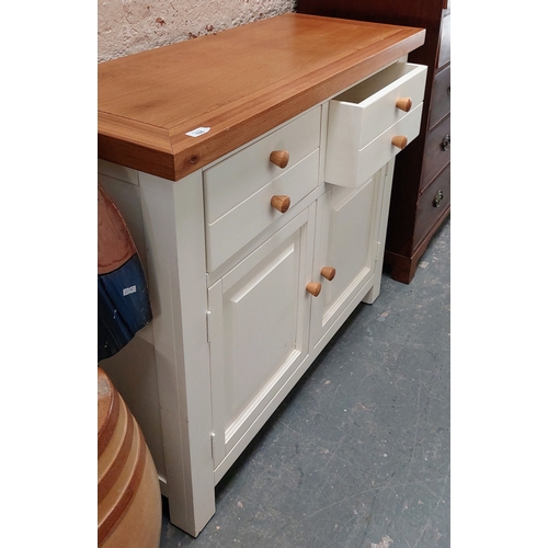 155 - Modern Painted Cabinet - 2 Drawer over 2 Doors - C. 107cm W x 45cm D x 91cm H