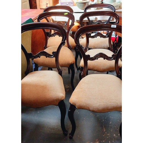 174 - 6 Victorian Mahogany Balloon Back Dining Chairs