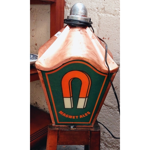 181 - John Smith's Copper Top Pub Lantern on Stand - C. 88cm H