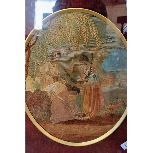 183 - Ebonised Frame Tapestry of Grecian Lady